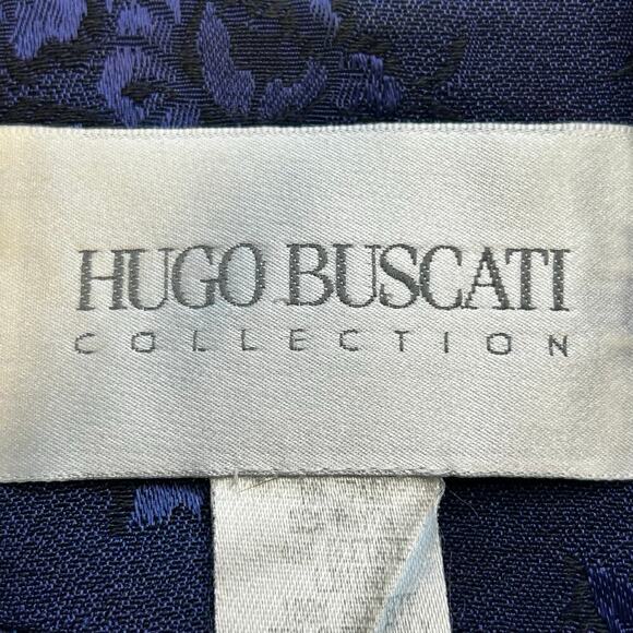 Hugo Buscati blue jacquard long 3 button lined blazer size 14 - Picture 7 of 13